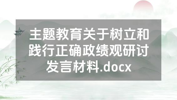 主题教育关于树立和践行正确政绩观研讨发言材料.docx