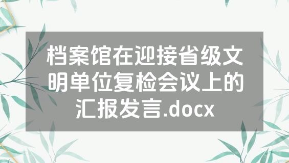 档案馆在迎接省级文明单位复检会议上的汇报发言.docx