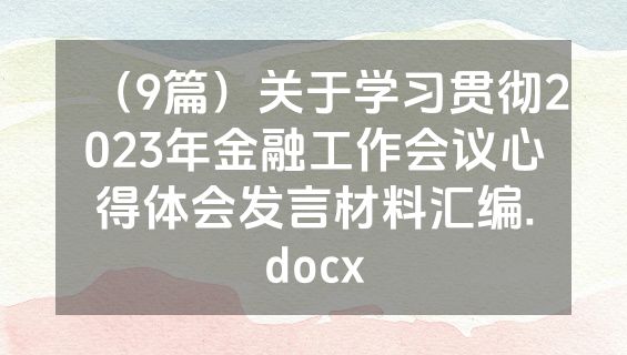 （9篇）关于学习贯彻2023年金融工作会议心得体会发言材料汇编.docx