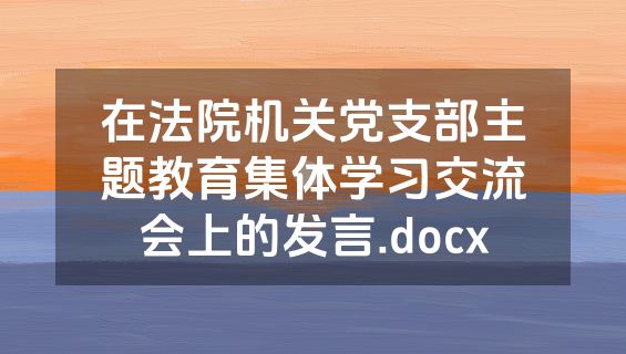 在法院机关党支部主题教育集体学习交流会上的发言.docx