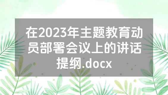 在2023年主题教育动员部署会议上的讲话提纲.docx