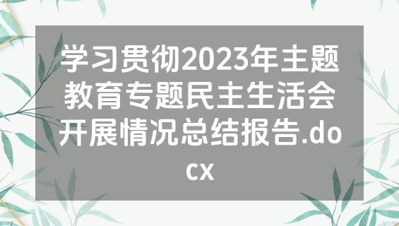 学习贯彻2023年主题教育专题民主生活会开展情况总结报告.docx