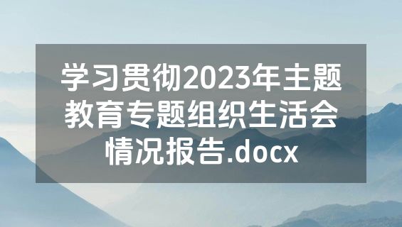 学习贯彻2023年主题教育专题组织生活会情况报告.docx