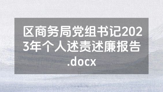 区商务局党组书记2023年个人述责述廉报告.docx