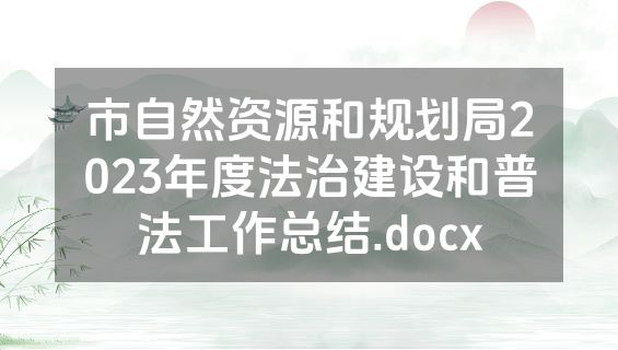 市自然资源和规划局2023年度法治建设和普法工作总结.docx