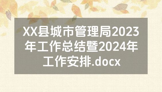 XX县城市管理局2023年工作总结暨2024年工作安排.docx