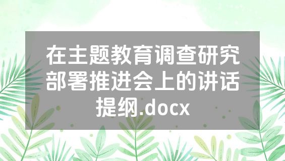 在主题教育调查研究部署推进会上的讲话提纲.docx