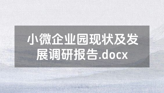 小微企业园现状及发展调研报告.docx