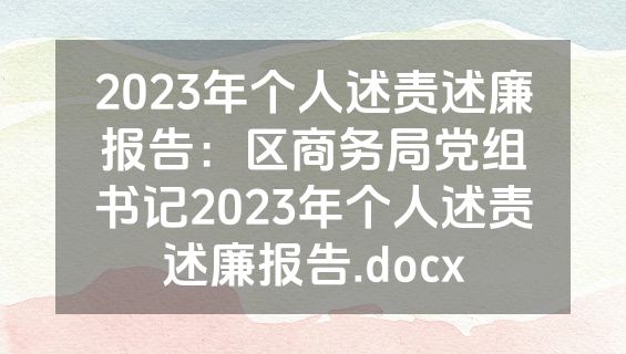 2023年个人述责述廉报告：区商务局党组书记2023年个人述责述廉报告.docx
