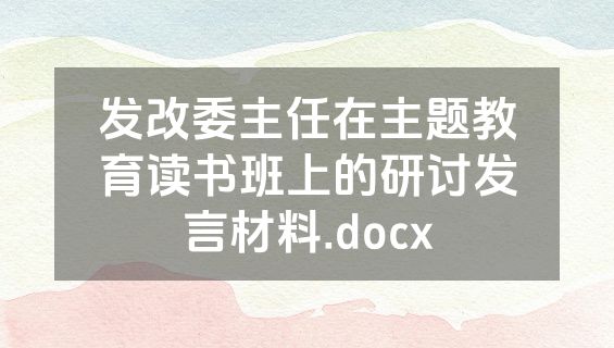 发改委主任在主题教育读书班上的研讨发言材料.docx