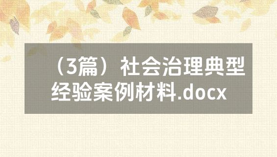 （3篇）社会治理典型经验案例材料.docx