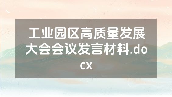 工业园区高质量发展大会会议发言材料.docx