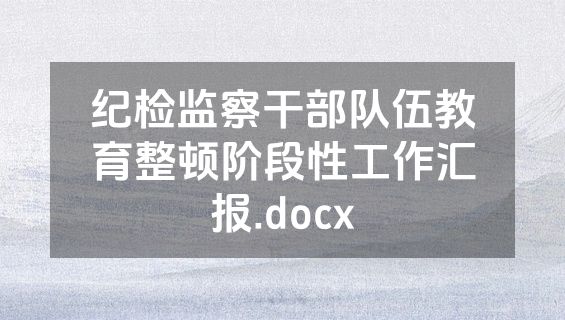 纪检监察干部队伍教育整顿阶段性工作汇报.docx