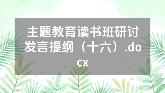 主题教育读书班研讨发言提纲（十六）.docx