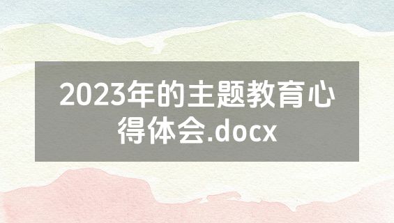 2023年的主题教育心得体会.docx