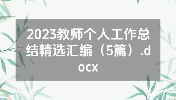 2023教师个人工作总结精选汇编（5篇）.docx