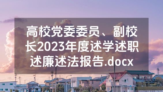 高校党委委员、副校长2023年度述学述职述廉述法报告.docx