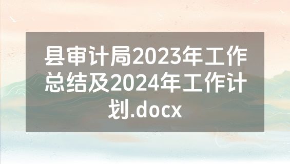 县审计局2023年工作总结及2024年工作计划.docx