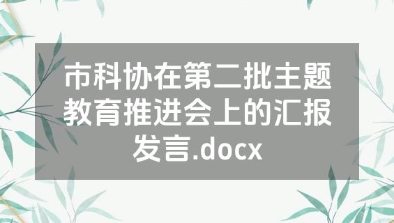 市科协在第二批主题教育推进会上的汇报发言.docx