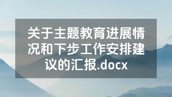关于主题教育进展情况和下步工作安排建议的汇报.docx