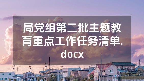 局党组第二批主题教育重点工作任务清单.docx