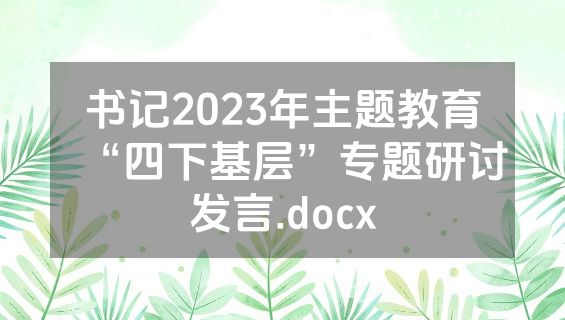 书记2023年主题教育“四下基层”专题研讨发言.docx