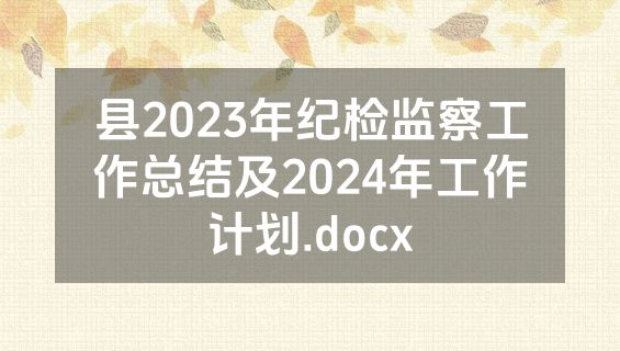 县2023年纪检监察工作总结及2024年工作计划.docx