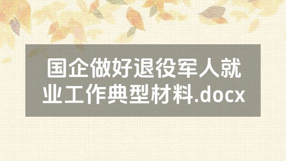 国企做好退役军人就业工作典型材料.docx