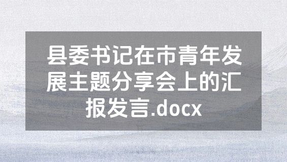 县委书记在市青年发展主题分享会上的汇报发言.docx