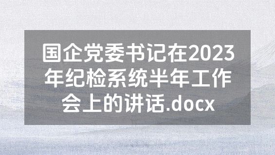 国企党委书记在2023年纪检系统半年工作会上的讲话.docx