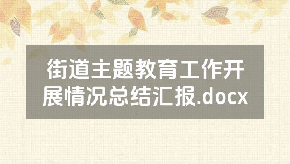 街道主题教育工作开展情况总结汇报.docx