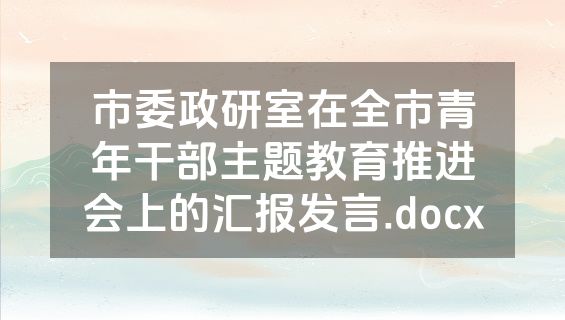 市委政研室在全市青年干部主题教育推进会上的汇报发言.docx