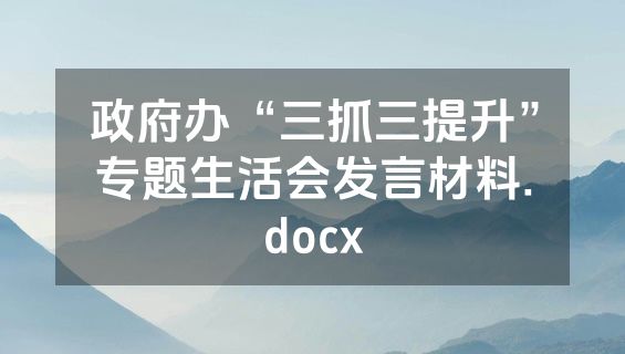 政府办“三抓三提升”专题生活会发言材料.docx