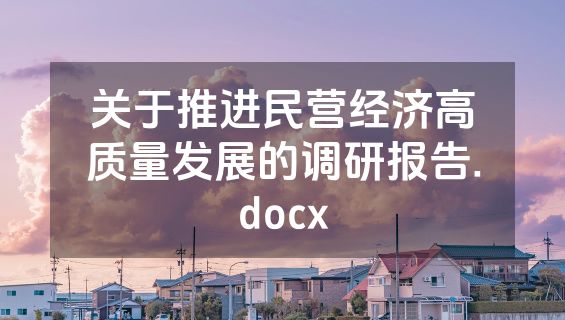 关于推进民营经济高质量发展的调研报告.docx