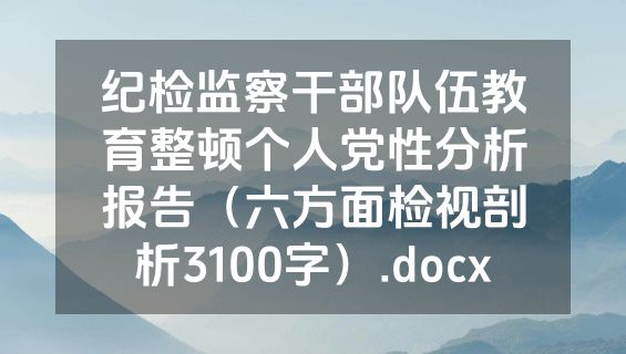 纪检监察干部队伍教育整顿个人党性分析报告（六方面检视剖析3100字）.docx
