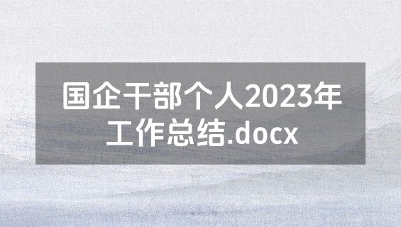 国企干部个人2023年工作总结.docx