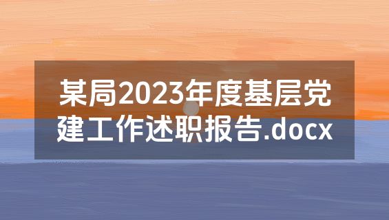 某局2023年度基层党建工作述职报告.docx