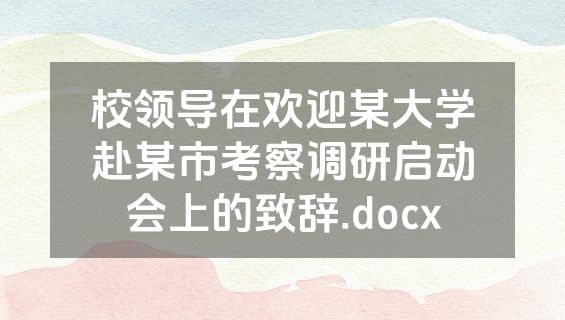 校领导在欢迎某大学赴某市考察调研启动会上的致辞.docx
