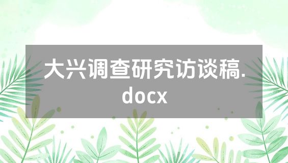 大兴调查研究访谈稿.docx