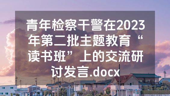 青年检察干警在2023年第二批主题教育“读书班”上的交流研讨发言.docx