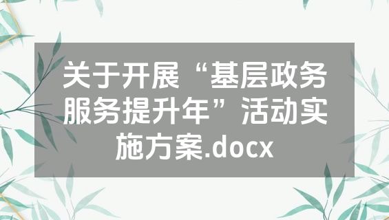 关于开展“基层政务服务提升年”活动实施方案.docx