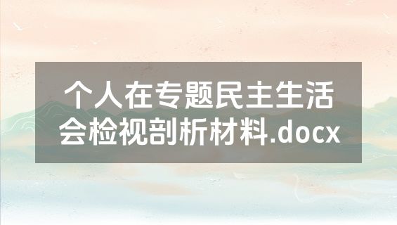 个人在专题民主生活会检视剖析材料.docx