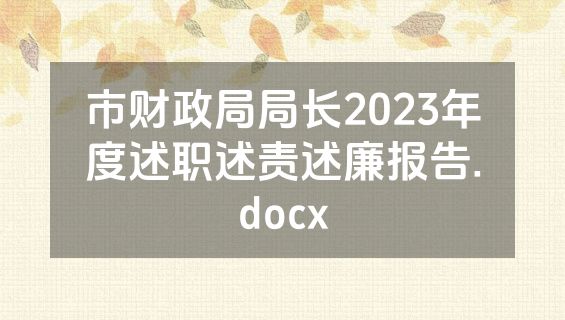 市财政局局长2023年度述职述责述廉报告.docx