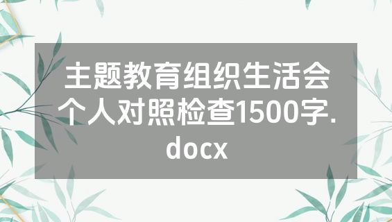 主题教育组织生活会个人对照检查1500字.docx