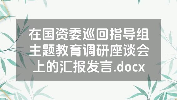 在国资委巡回指导组主题教育调研座谈会上的汇报发言.docx