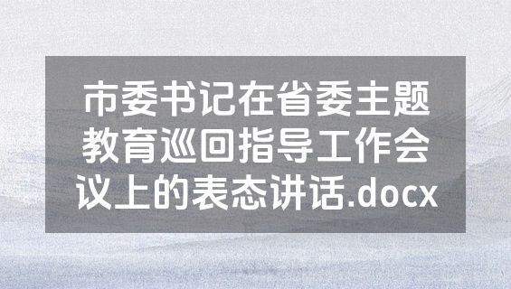 市委书记在省委主题教育巡回指导工作会议上的表态讲话.docx