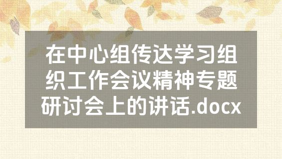 在中心组传达学习组织工作会议精神专题研讨会上的讲话.docx