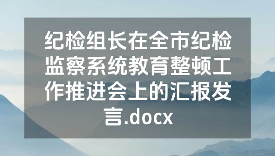 纪检组长在全市纪检监察系统教育整顿工作推进会上的汇报发言.docx