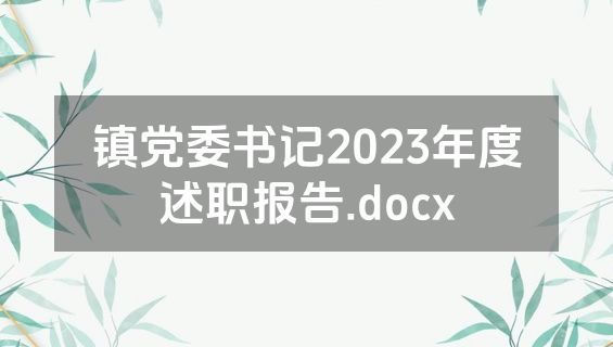 镇党委书记2023年度述职报告.docx