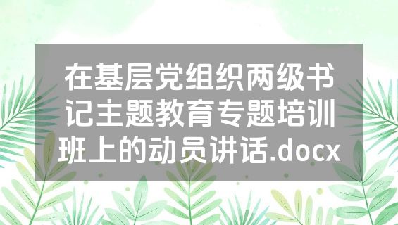在基层党组织两级书记主题教育专题培训班上的动员讲话.docx